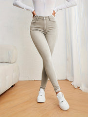 Damen Jeans High Waist Slim-Fit Stretch Denim Farben Figurbetont Casual Bequem