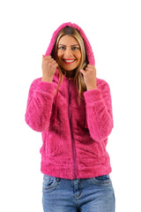 Fleece Hoodie Damen Winterjacke Warm Kuschelig Kapuzenpullover Bequem S/M L/XL