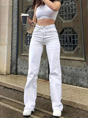 Damen Jeans Boyfriend Stretch High Waist Bootcut Hose Push Up Hüftjeans Denim