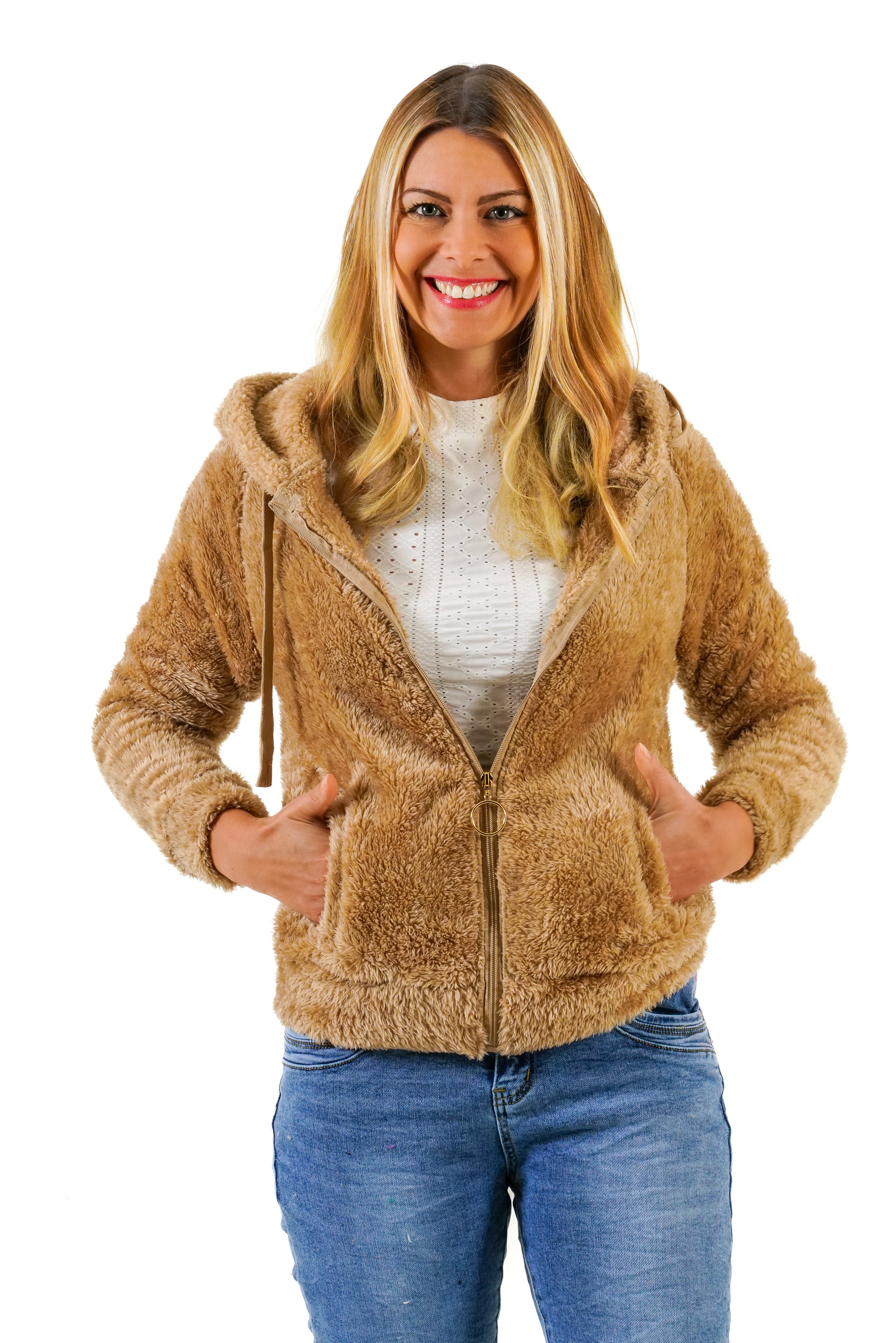 Fleece Hoodie Damen Winterjacke Warm Kuschelig Kapuzenpullover Bequem S/M L/XL