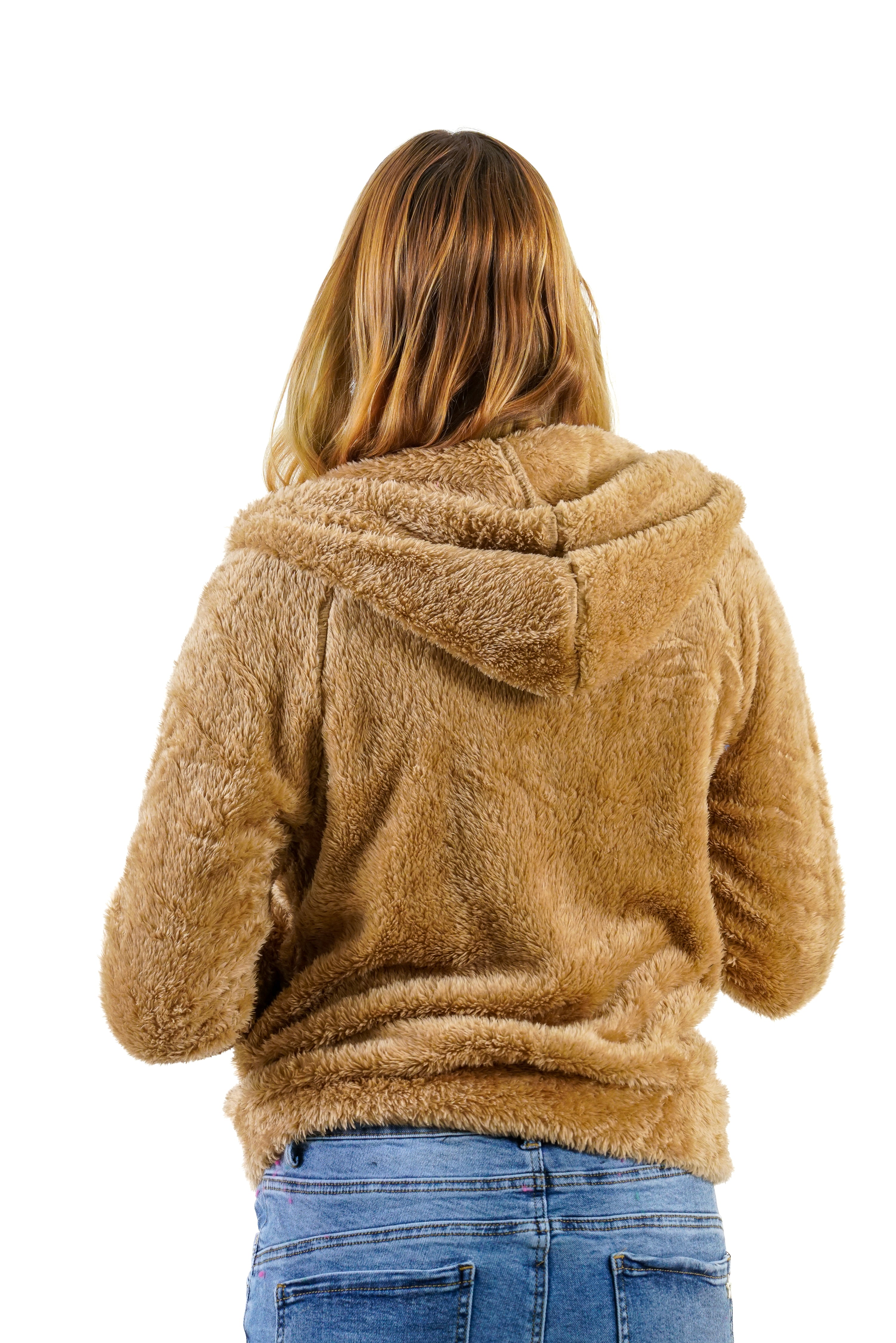 Fleece Hoodie Damen Winterjacke Warm Kuschelig Kapuzenpullover Bequem S/M L/XL