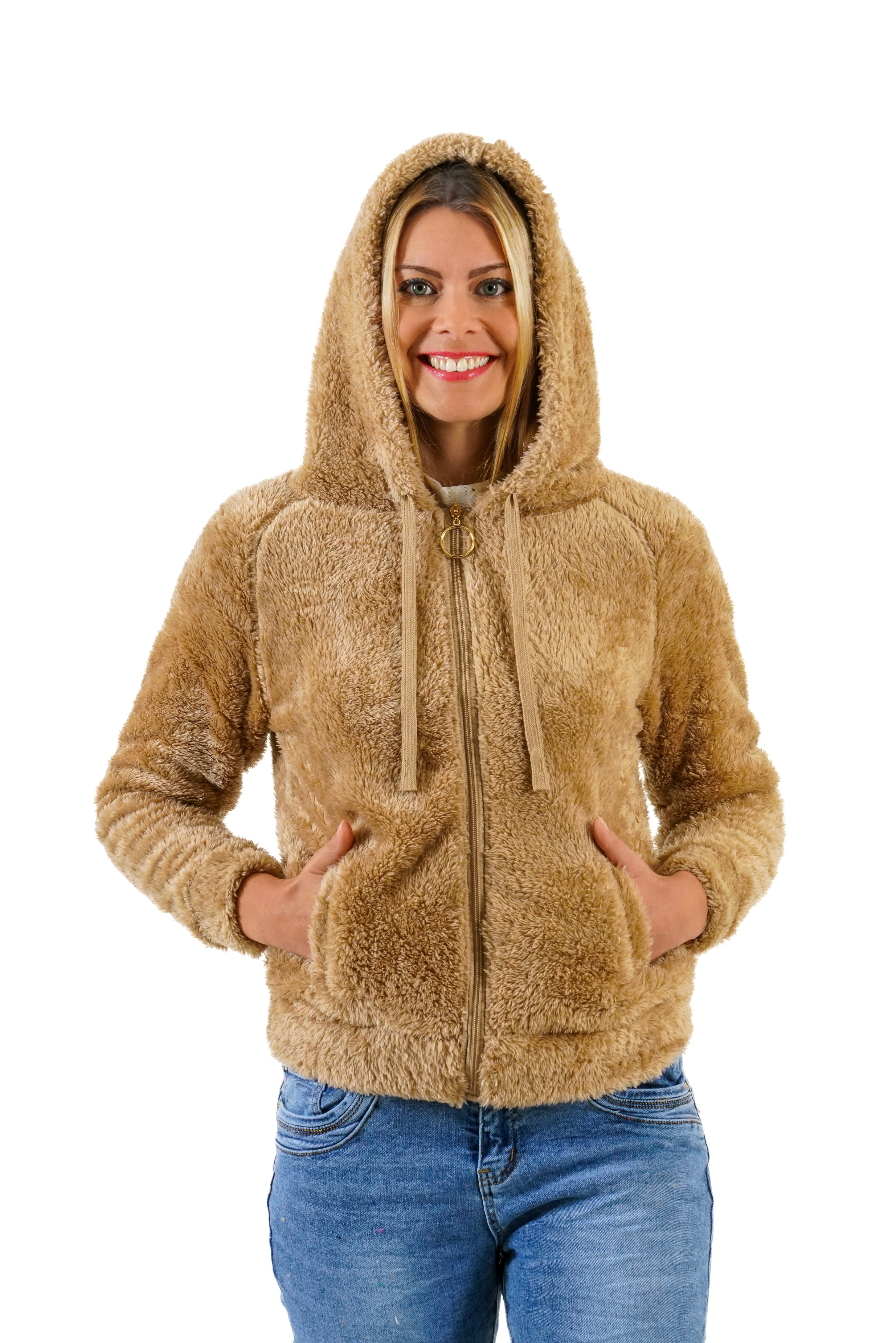 Fleece Hoodie Damen Winterjacke Warm Kuschelig Kapuzenpullover Bequem S/M L/XL