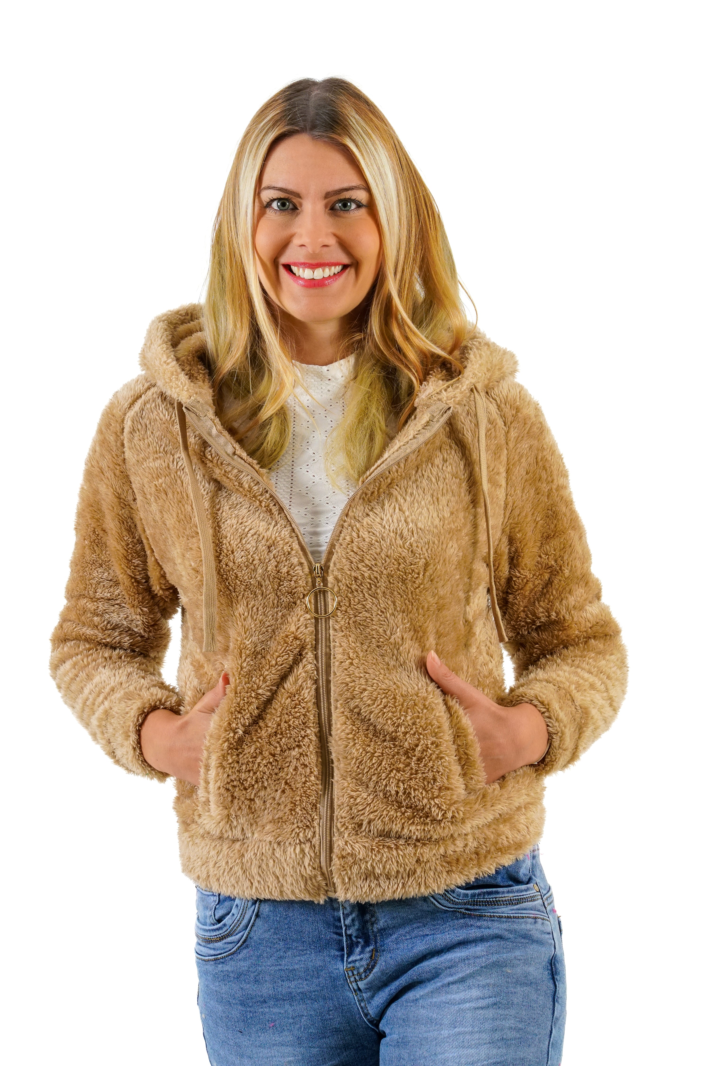 Fleece Hoodie Damen Winterjacke Warm Kuschelig Kapuzenpullover Bequem S/M L/XL