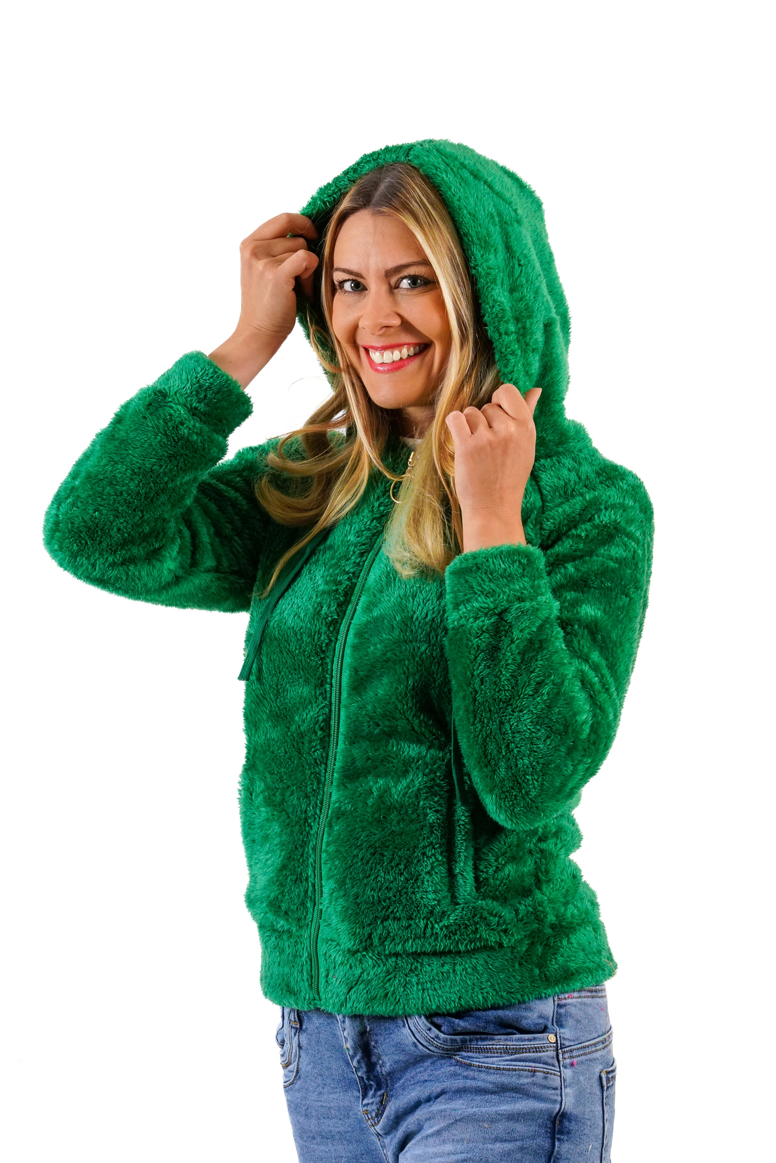 Fleece Hoodie Damen Winterjacke Warm Kuschelig Kapuzenpullover Bequem S/M L/XL